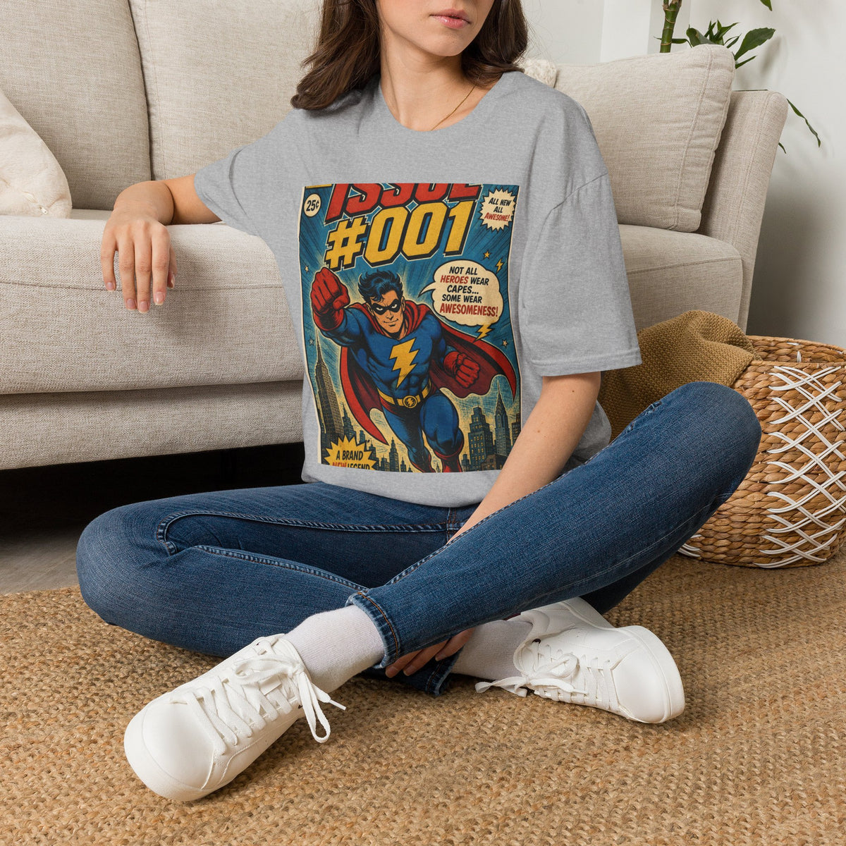 Vintage Comic Book T Shirt Design Featuring Original Superhero