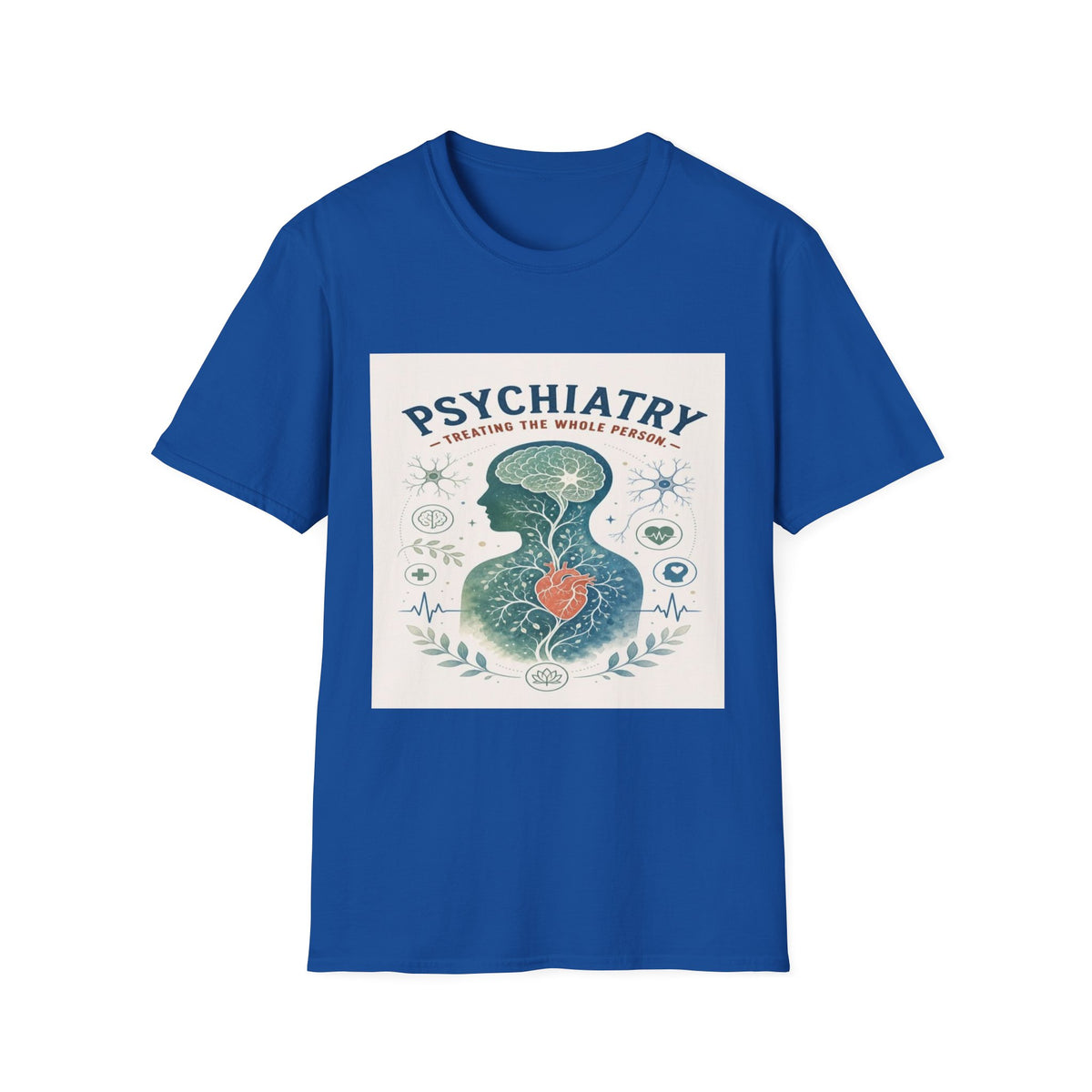 Human Silhouette With Brain And Heart Surrounded By Medical Imagery- Graphic Tees
