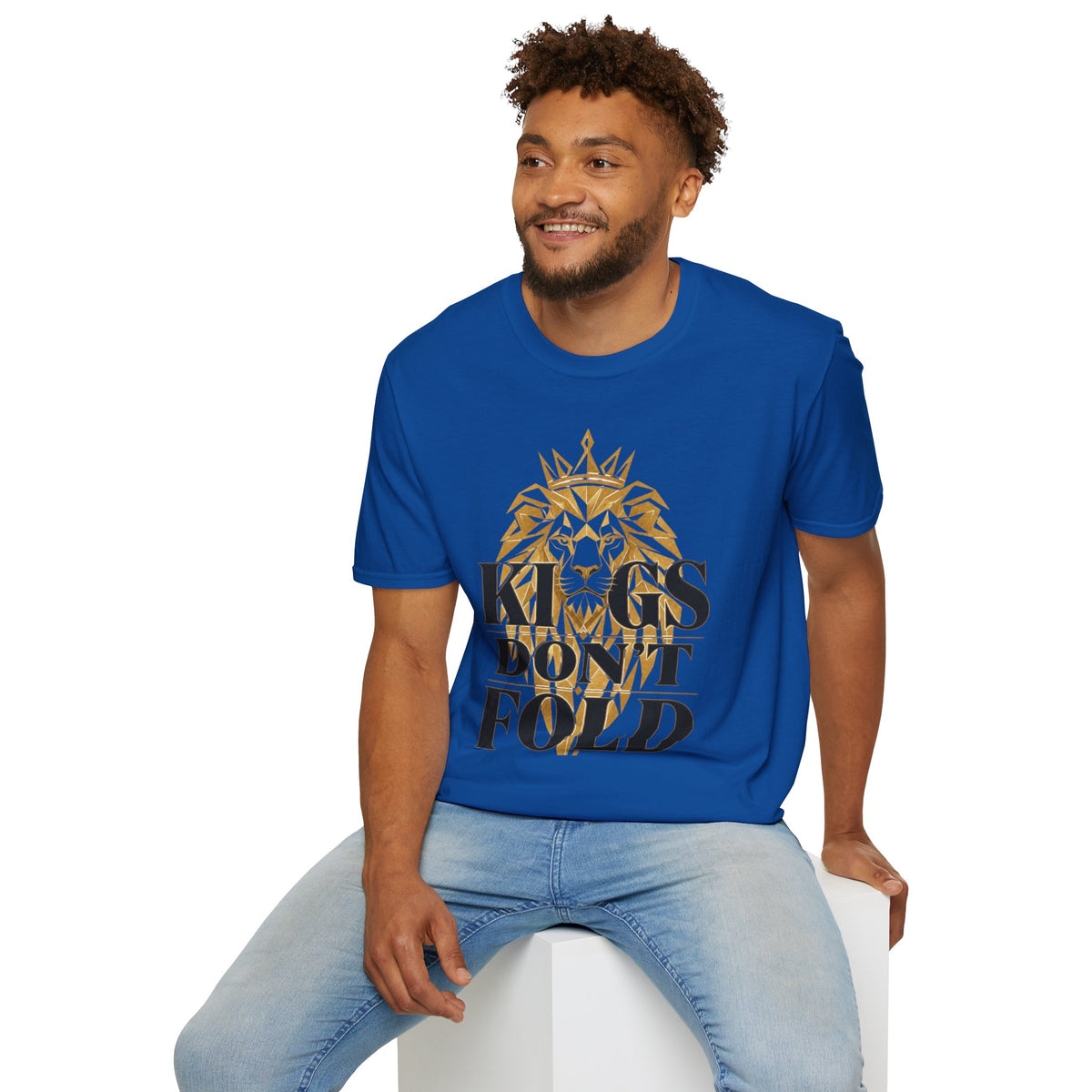Kings Don't Fold T‑Shirt — Gold Lion Crown Graphic Tee