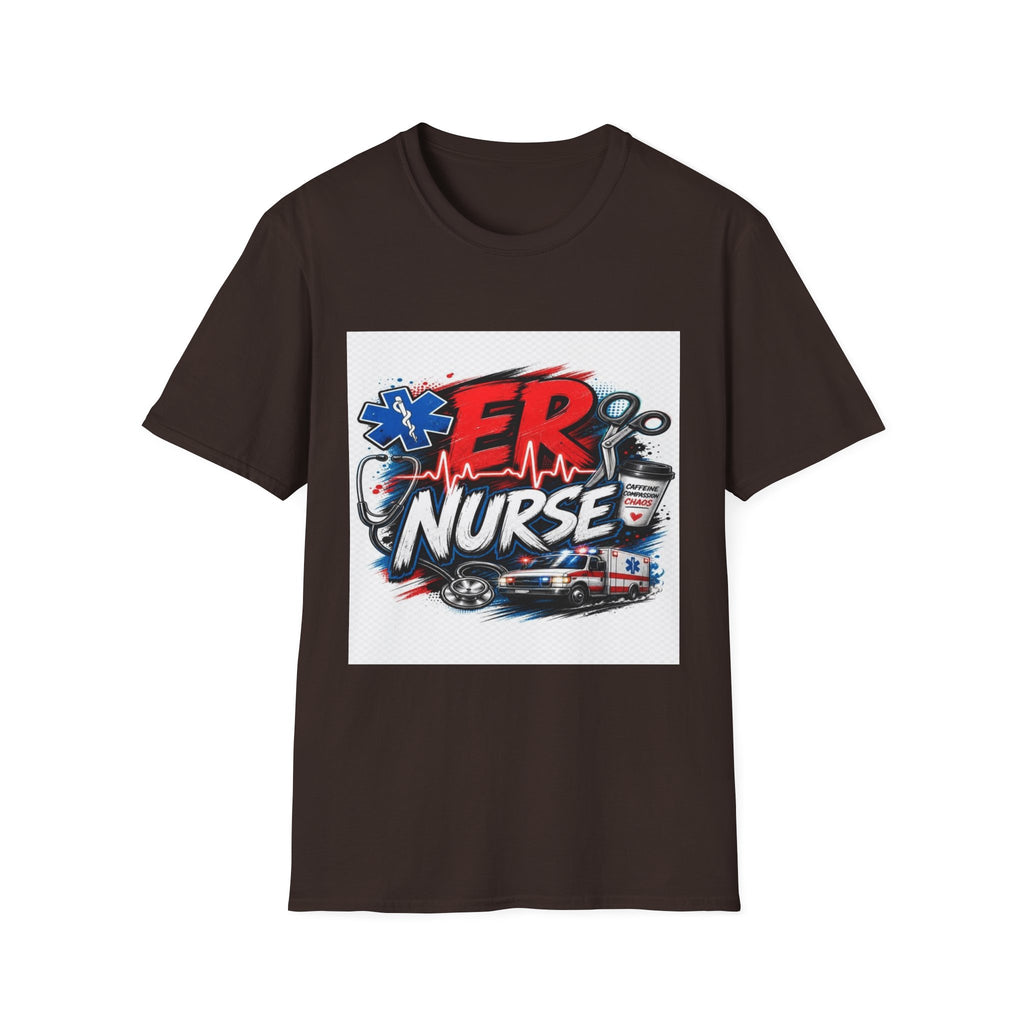 Bold Streetwear T-Shirt Design Featuring ER Nurse Typography- Graphic Tees
