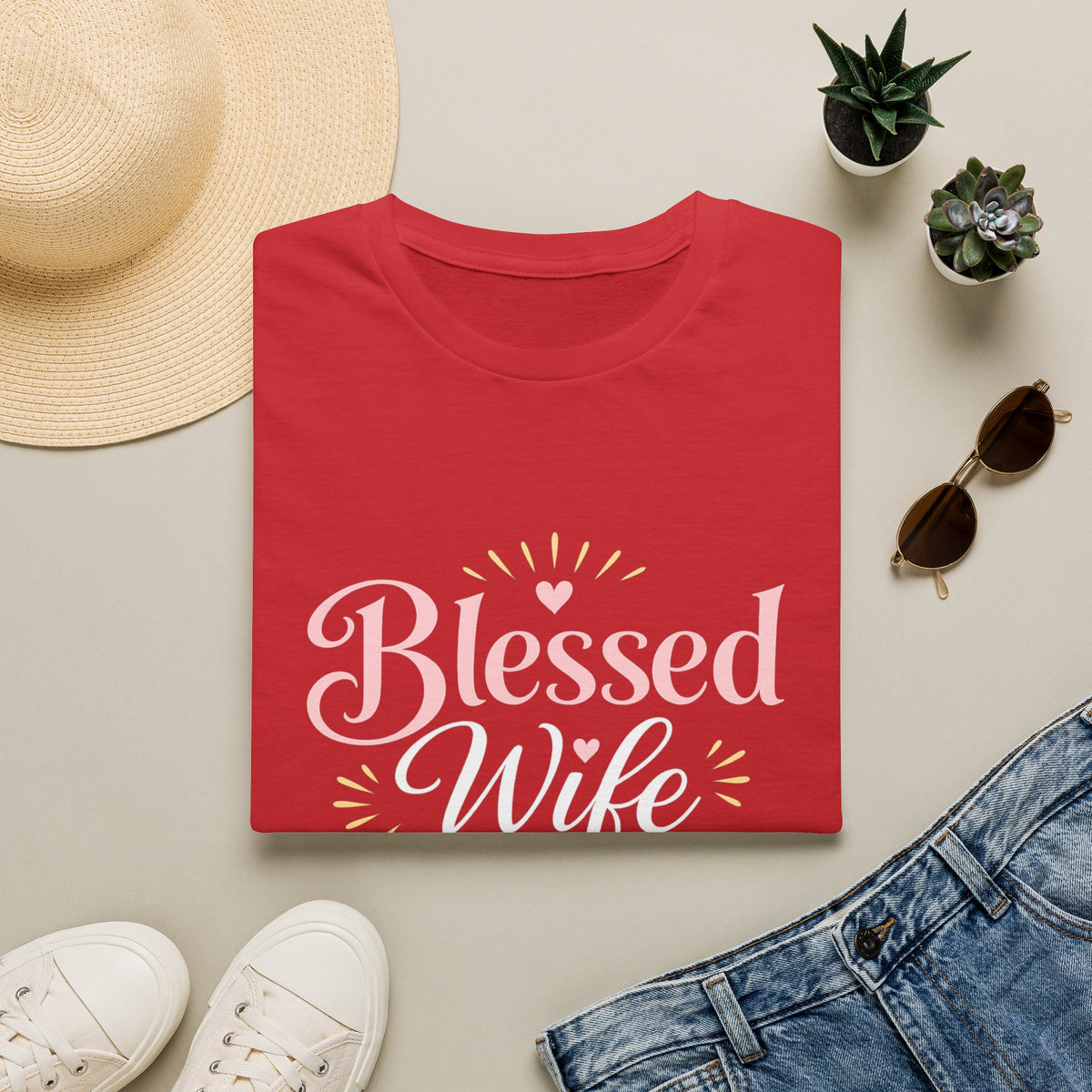 Blessed Wife Club T-Shirt — Pastel Pink 'Blessed' Graphic Tee