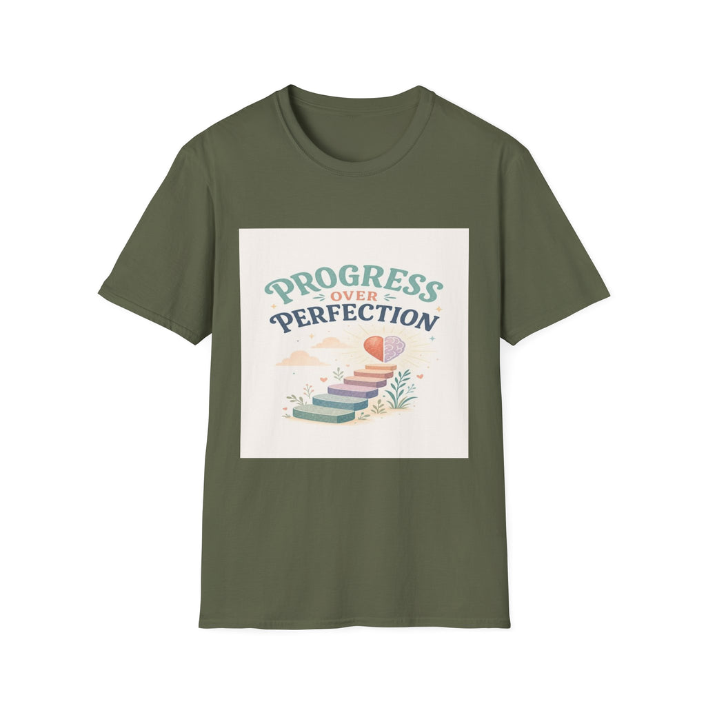 Bold T-Shirt Design Featuring Progress Over Perfection Phrase- Graphic Tees
