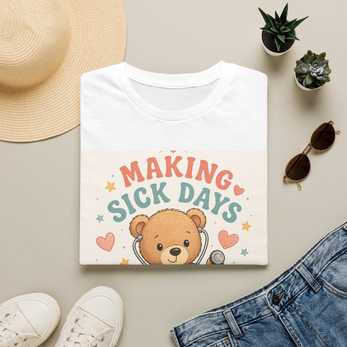 T Shirt Design Featuring Teddy Bear With Stethoscope And Stars