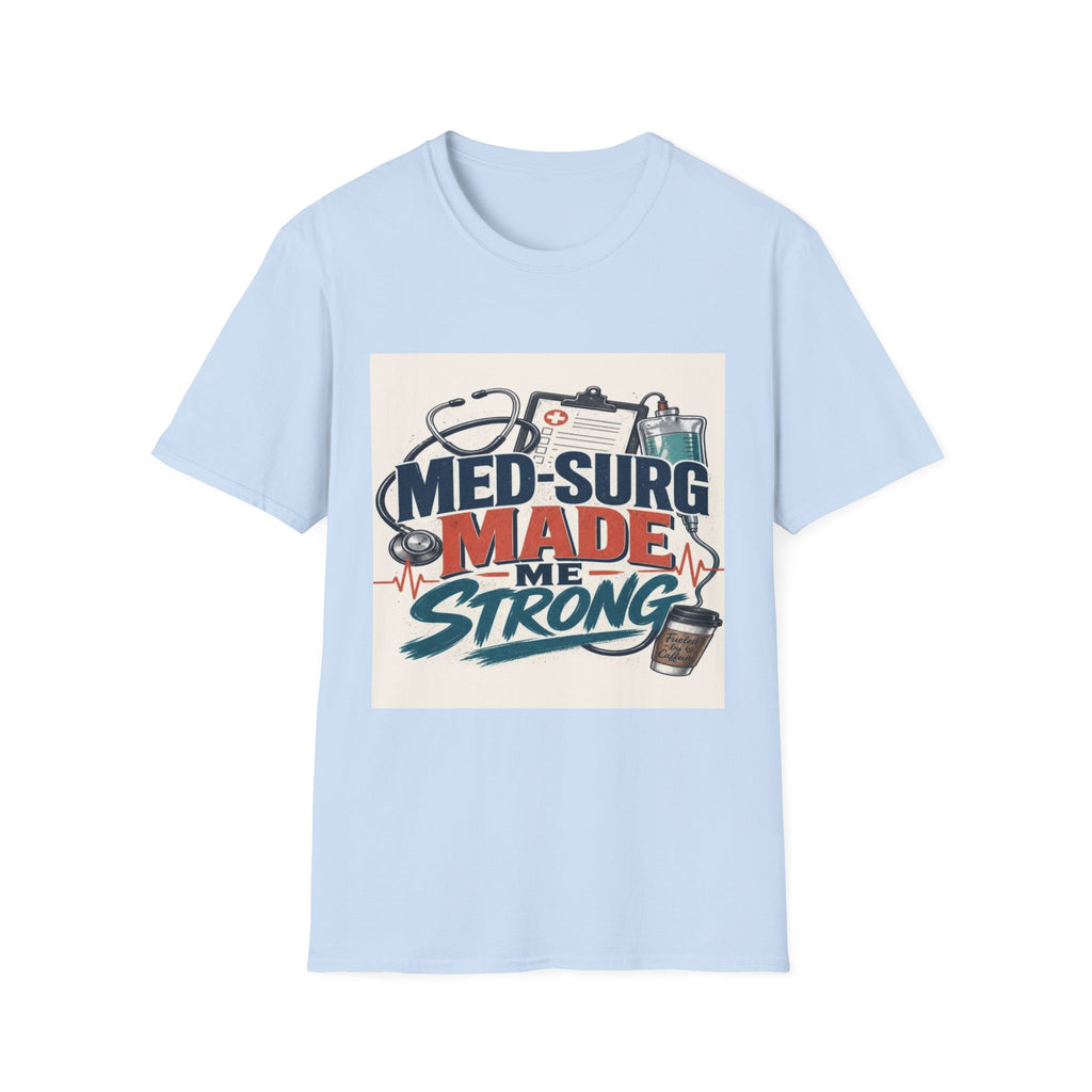Bold Typography Design Celebrating Med-Surg Strength With Healthcare Icons- Graphic Tees