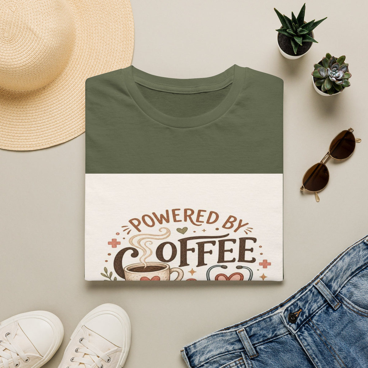 Cozy T-shirt Design Featuring Hand-Lettered Coffee and Compassion- Graphic Tees