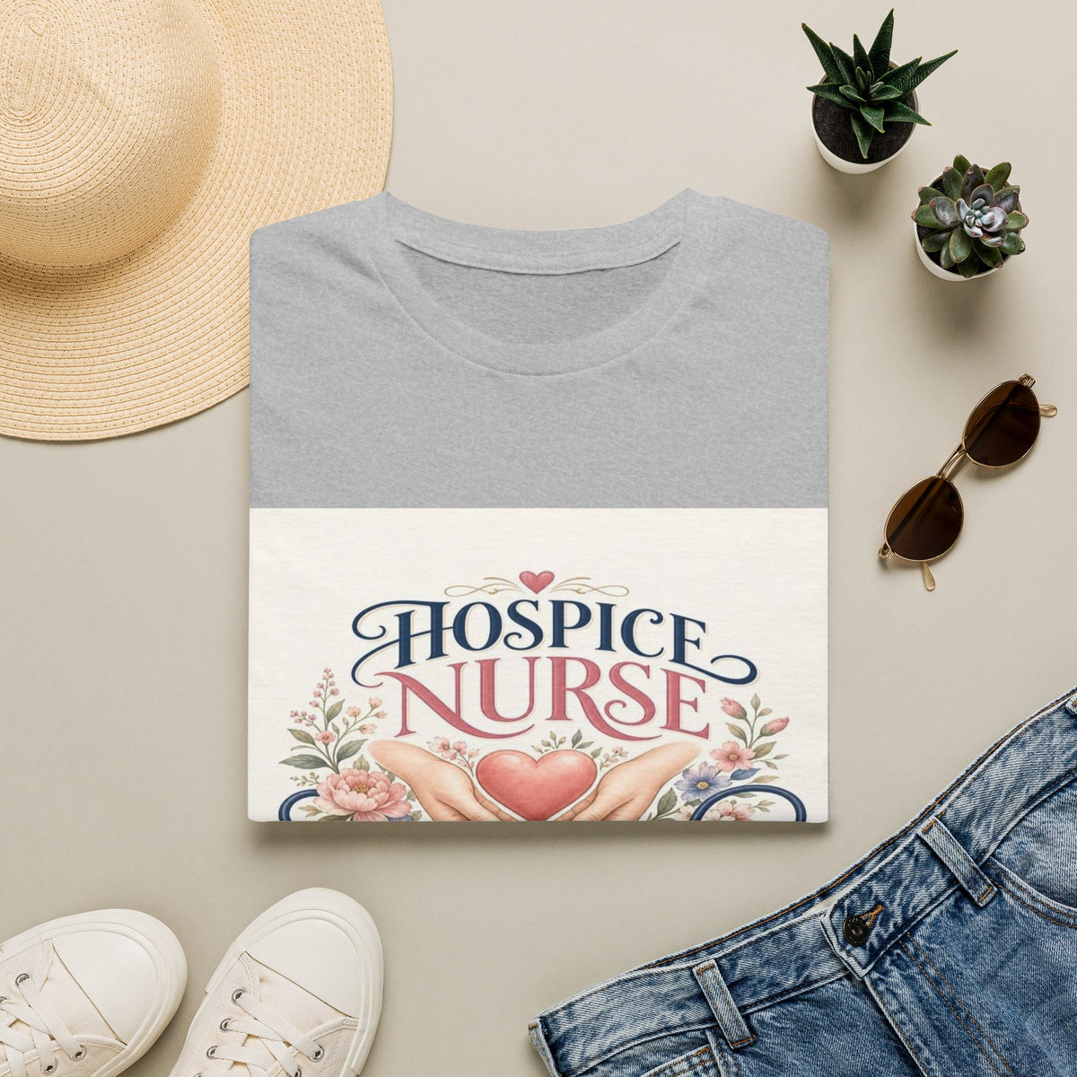 Elegant T-Shirt Design Celebrating Hospice Nurses With Compassionate Imagery- Graphic Tees