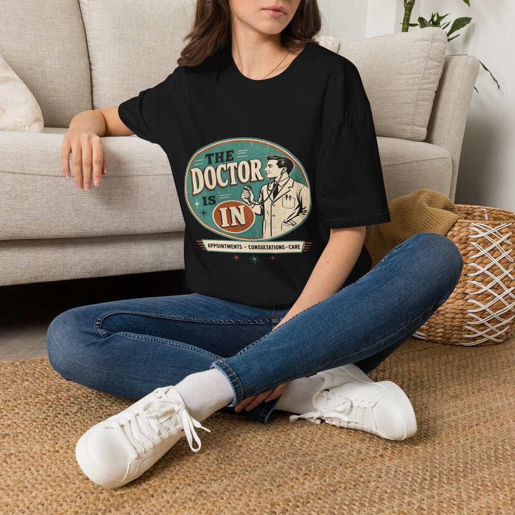 Vintage 1950s Doctor Office Graphic With Classic Badge- Graphic Tees