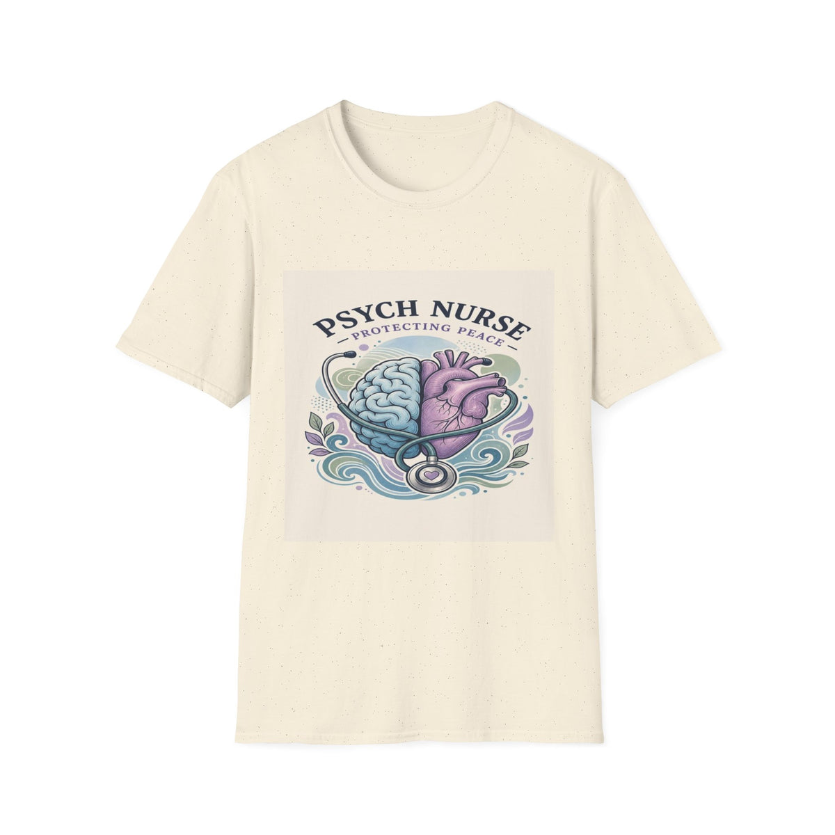 Stylized Brain And Heart Illustration With Stethoscope Art- Graphic Tees
