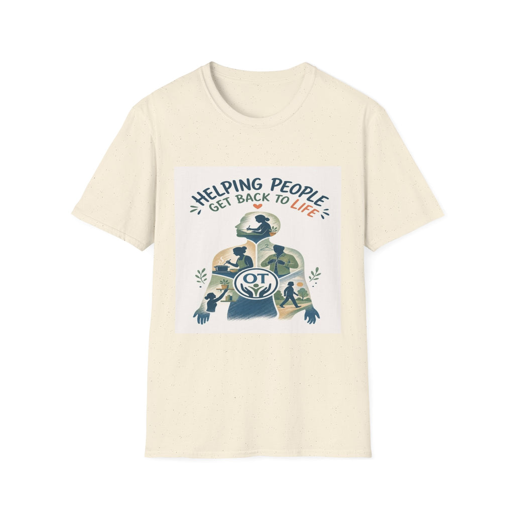T-shirt Design Featuring Daily Activities Silhouette With OT Symbol- Graphic Tees