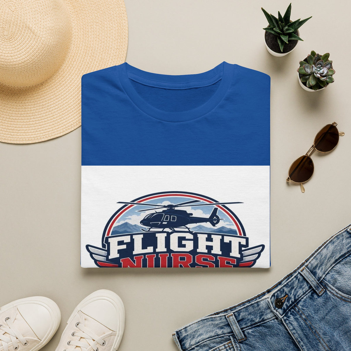Aviation-Inspired T-Shirt Design Featuring Flight Nurse Graphic- Graphic Tees