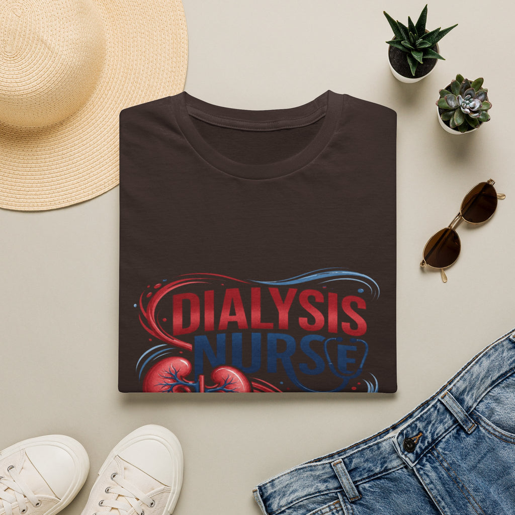 Creative T-Shirt Design Celebrating Dialysis Nurses With Flowing Elements (1)- Graphic Tees