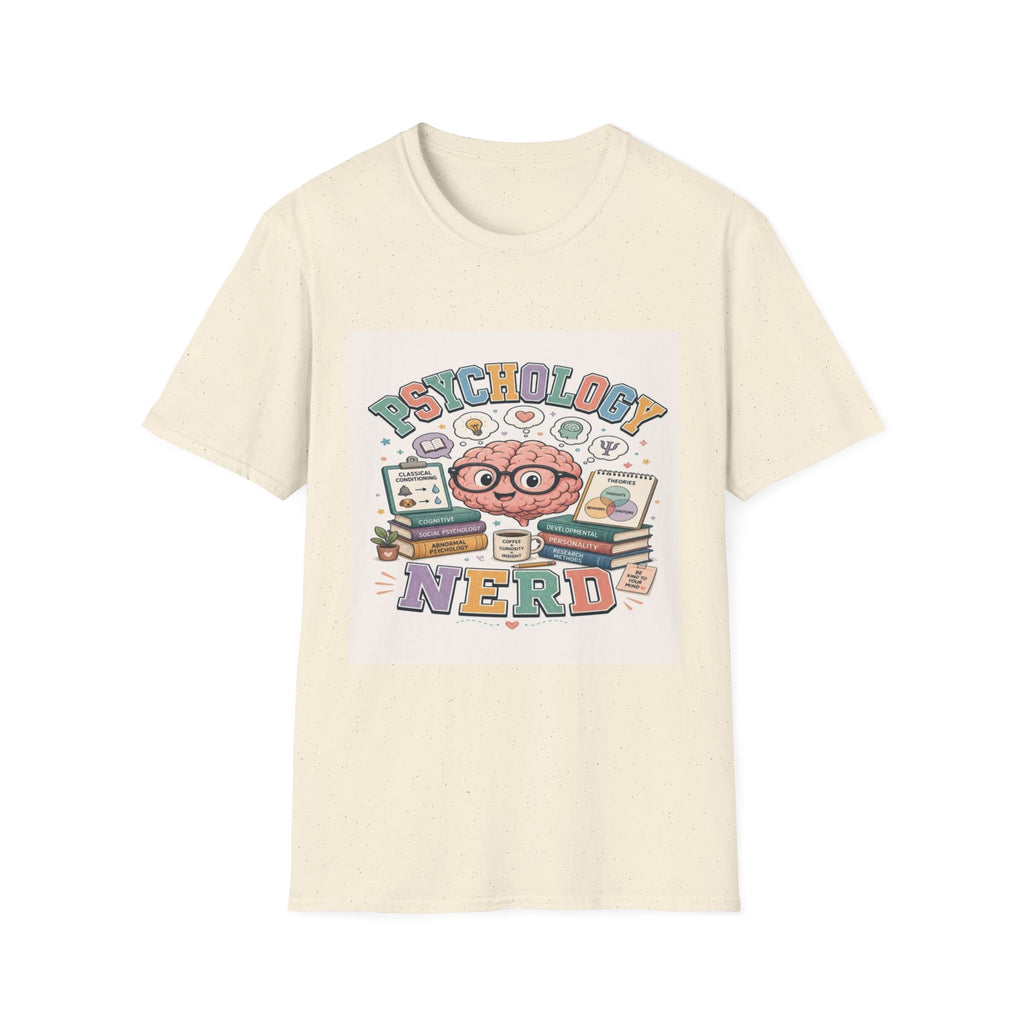 Playful Psychology Nerd T-Shirt Design Featuring Brain And Books- Graphic Tees