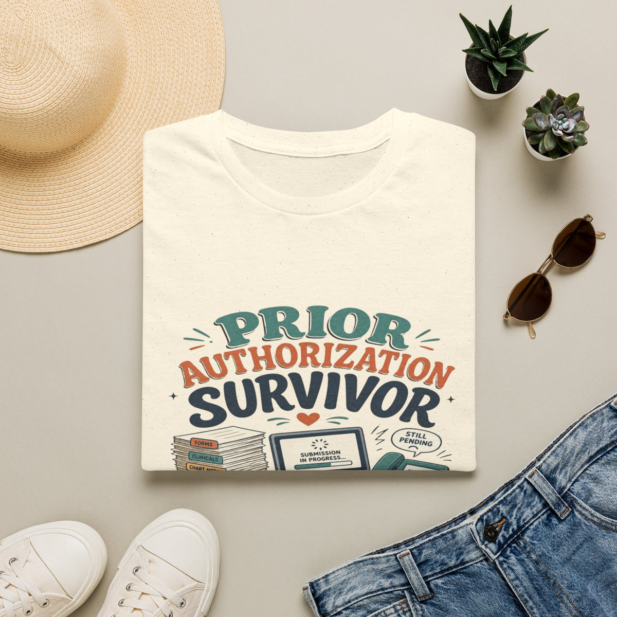 Bold T-Shirt Design Showcasing _PRIOR AUTHORIZATION SURVIVOR_- Graphic Tees