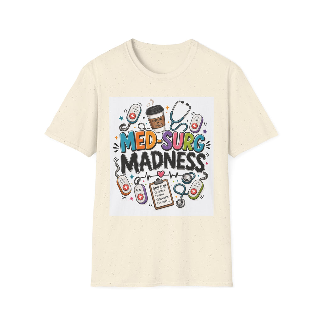 Vibrant T Shirt Design Featuring MED SURG MADNESS Phrase (1)