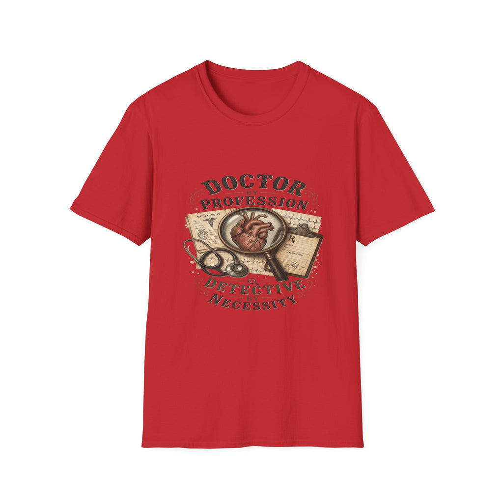 Vintage Detective-Inspired T-Shirt Featuring Anatomical Heart And Magnifying Glass- Graphic Tees