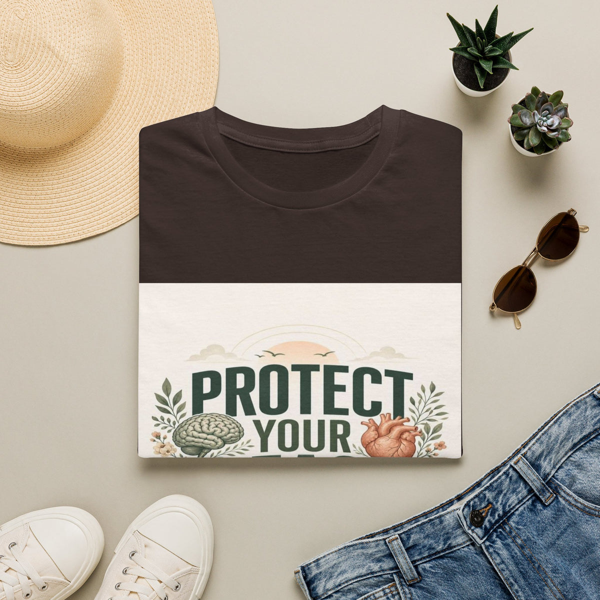 Large Typography Graphic Promoting Peace With Botanical Elements- Graphic Tees