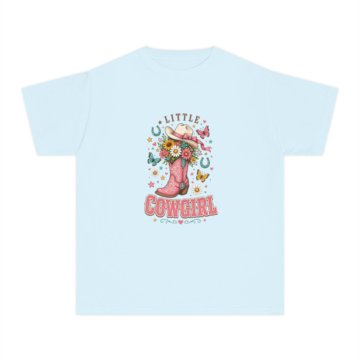 Kids' Little Cowgirl T-Shirt — Western Boot & Hat Graphic Tee