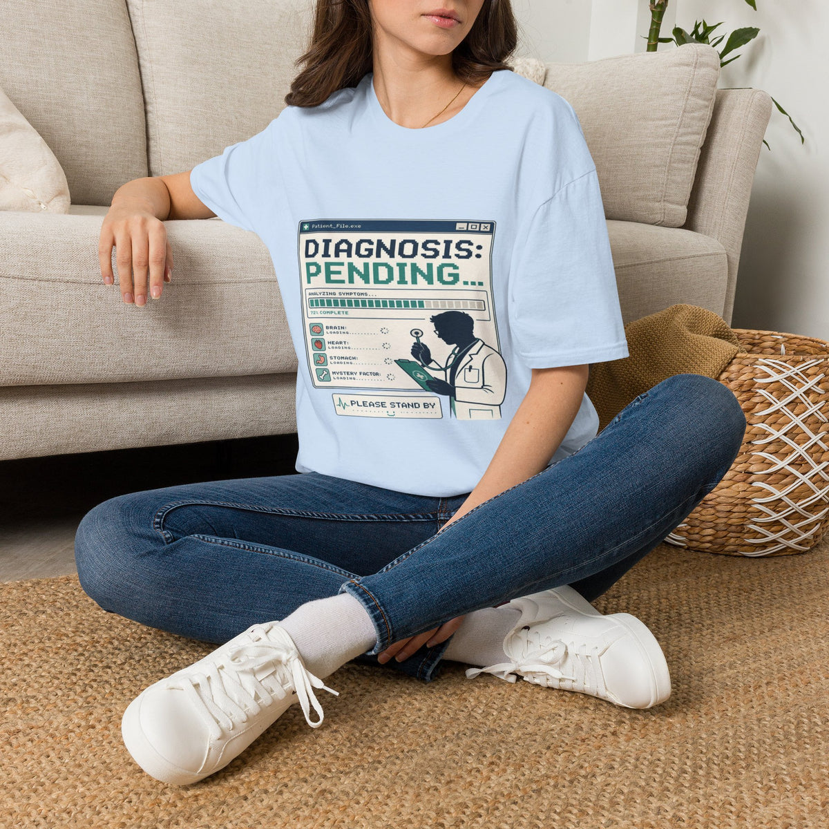 Humorous T-Shirt Design Featuring Doctor's Chart Diagnosis Pending- Graphic Tees