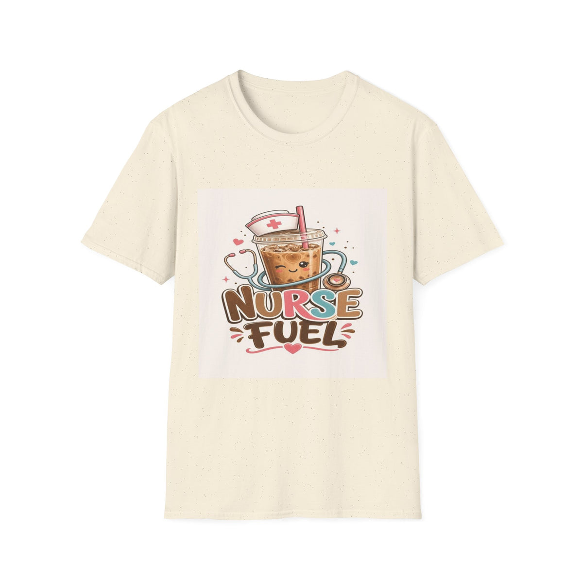 Cute T-Shirt Design Featuring Iced Coffee And Nurse Cap- Graphic Tees