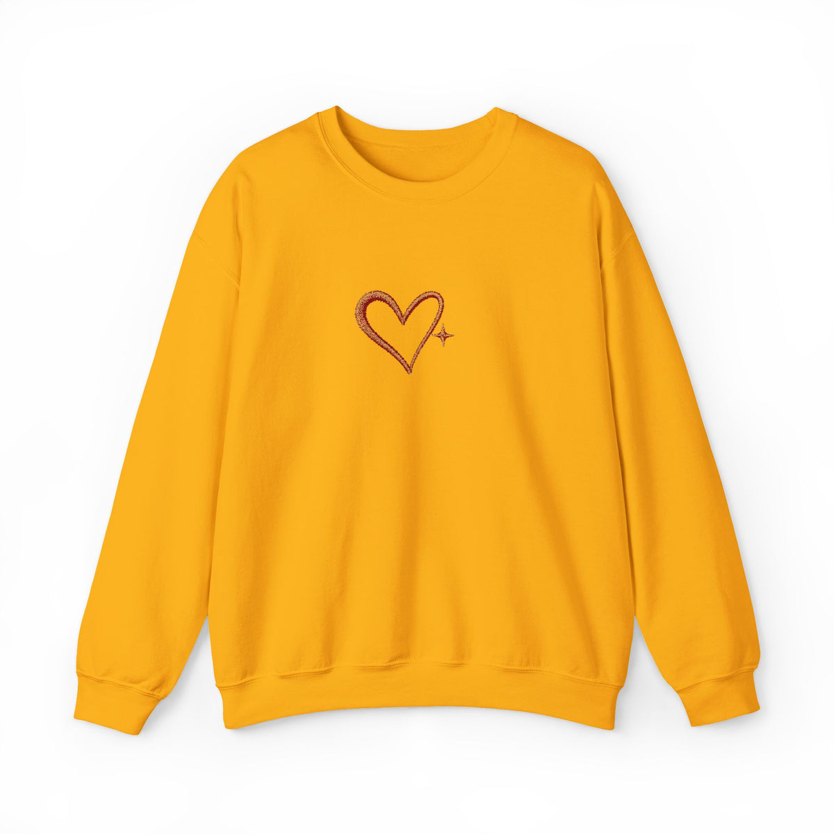 Embroidered Gold Heart Crewneck Sweatshirt