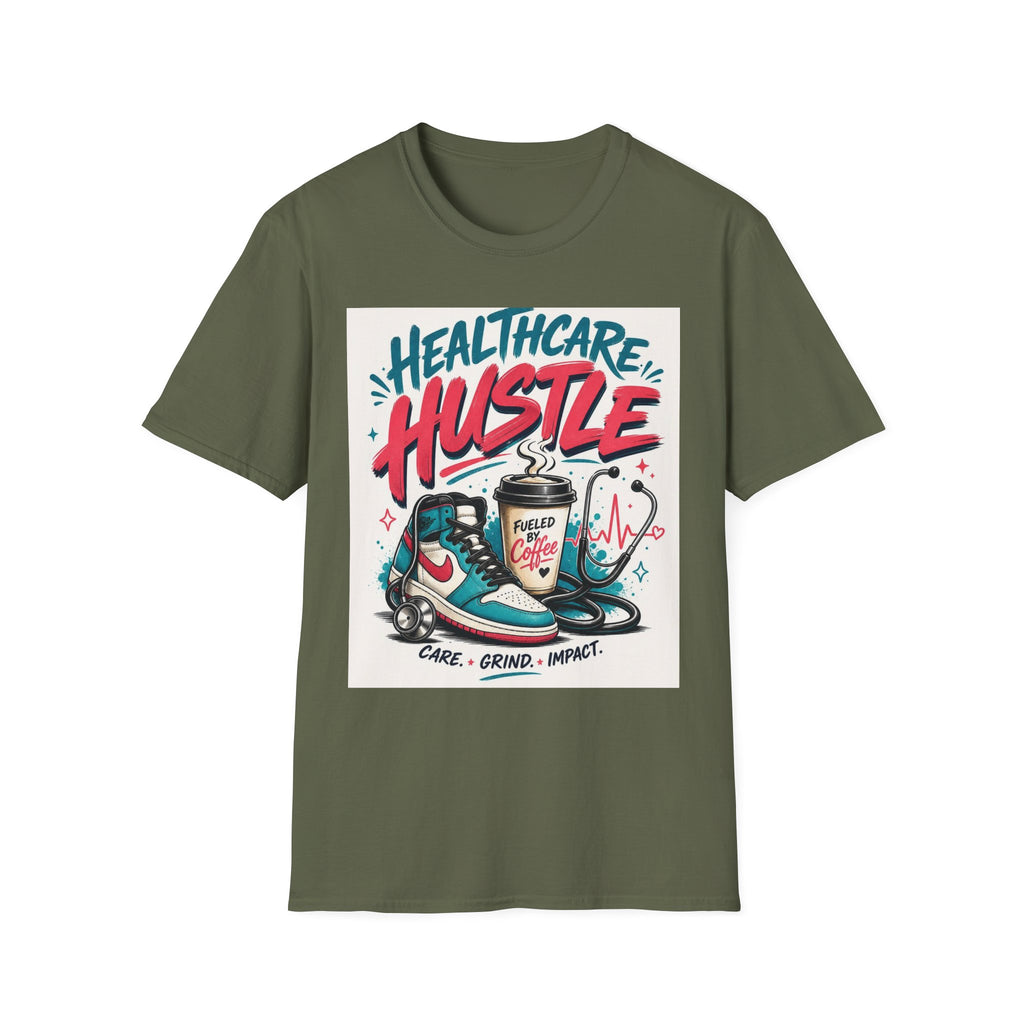 Dynamic T Shirt Design Featuring Healthcare Hustle Text
