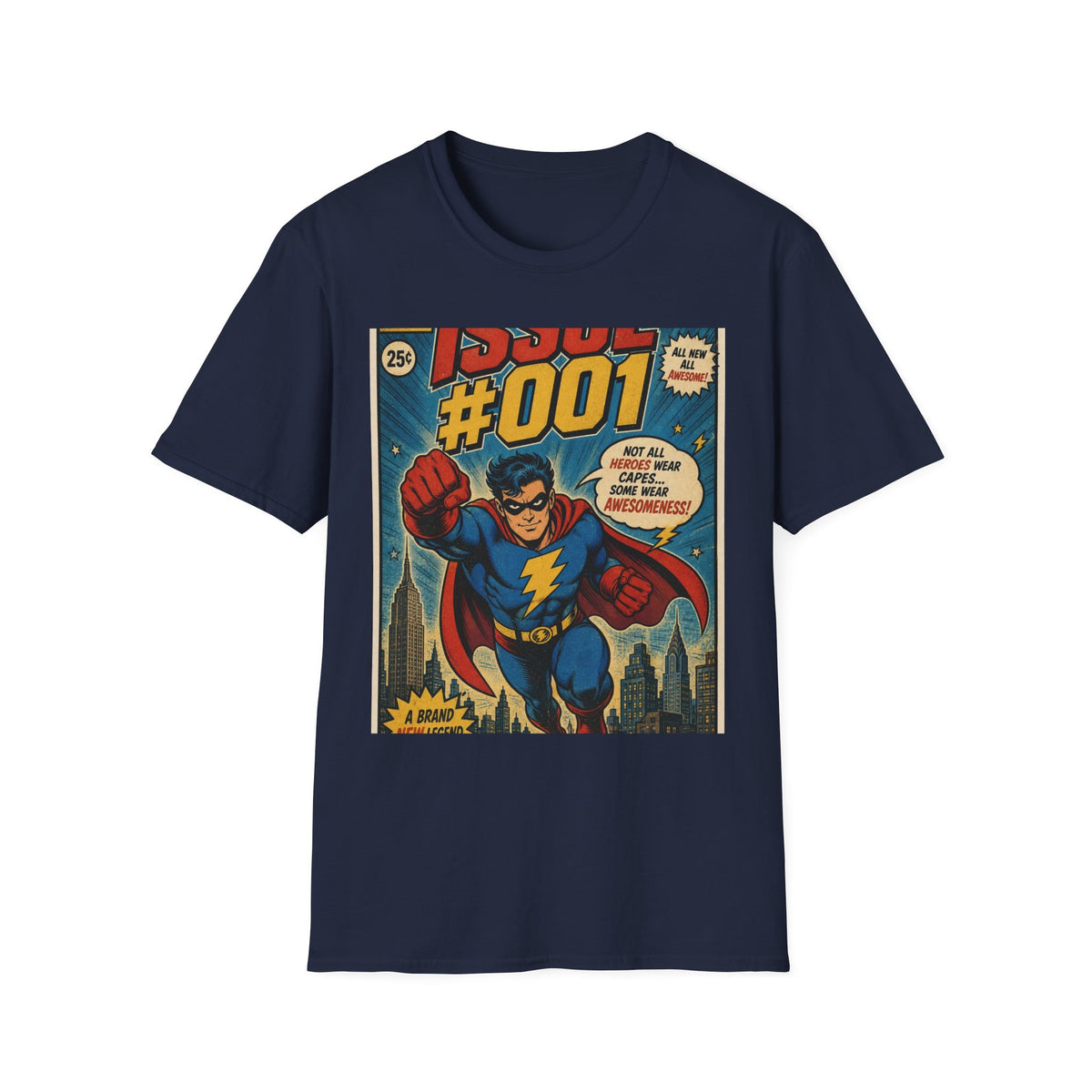 Vintage Comic Book T Shirt Design Featuring Original Superhero