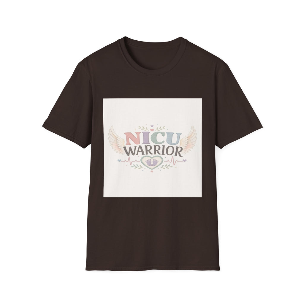 NICU Warrior Design With Baby Footprint And Angel Wings- Graphic Tees