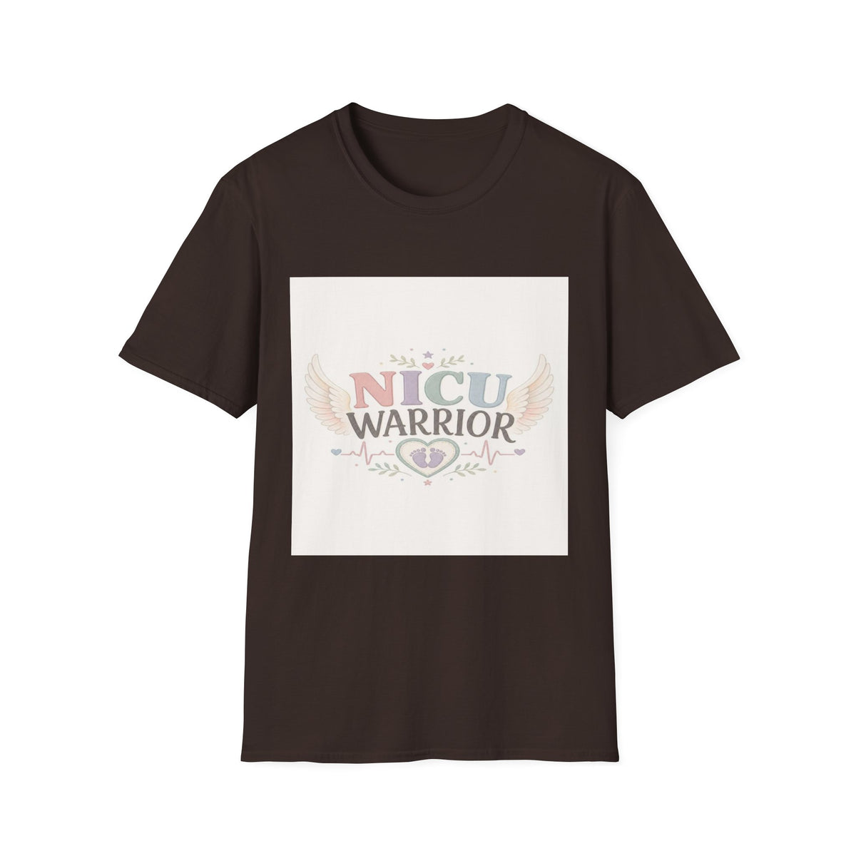 NICU Warrior Design With Baby Footprint And Angel Wings- Graphic Tees