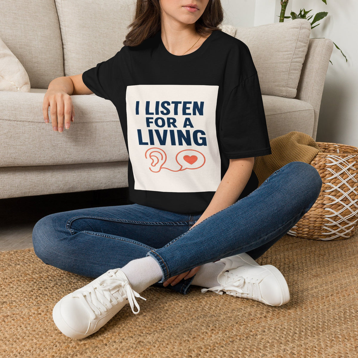 Bold Text And Minimalist Ear Illustration In Modern Design- Graphic Tees