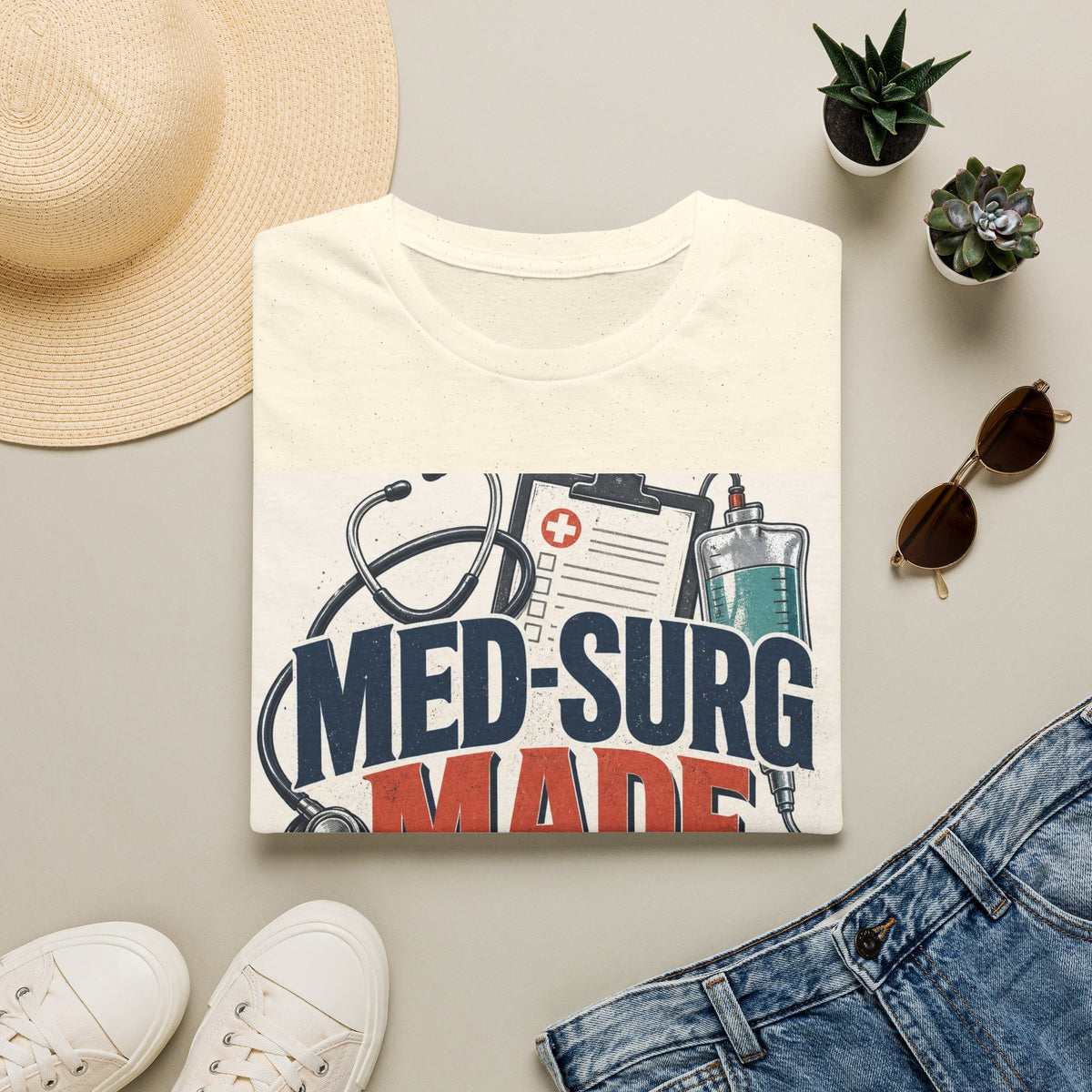 Bold Typography Design Celebrating Med Surg Strength With Healthcare Icons