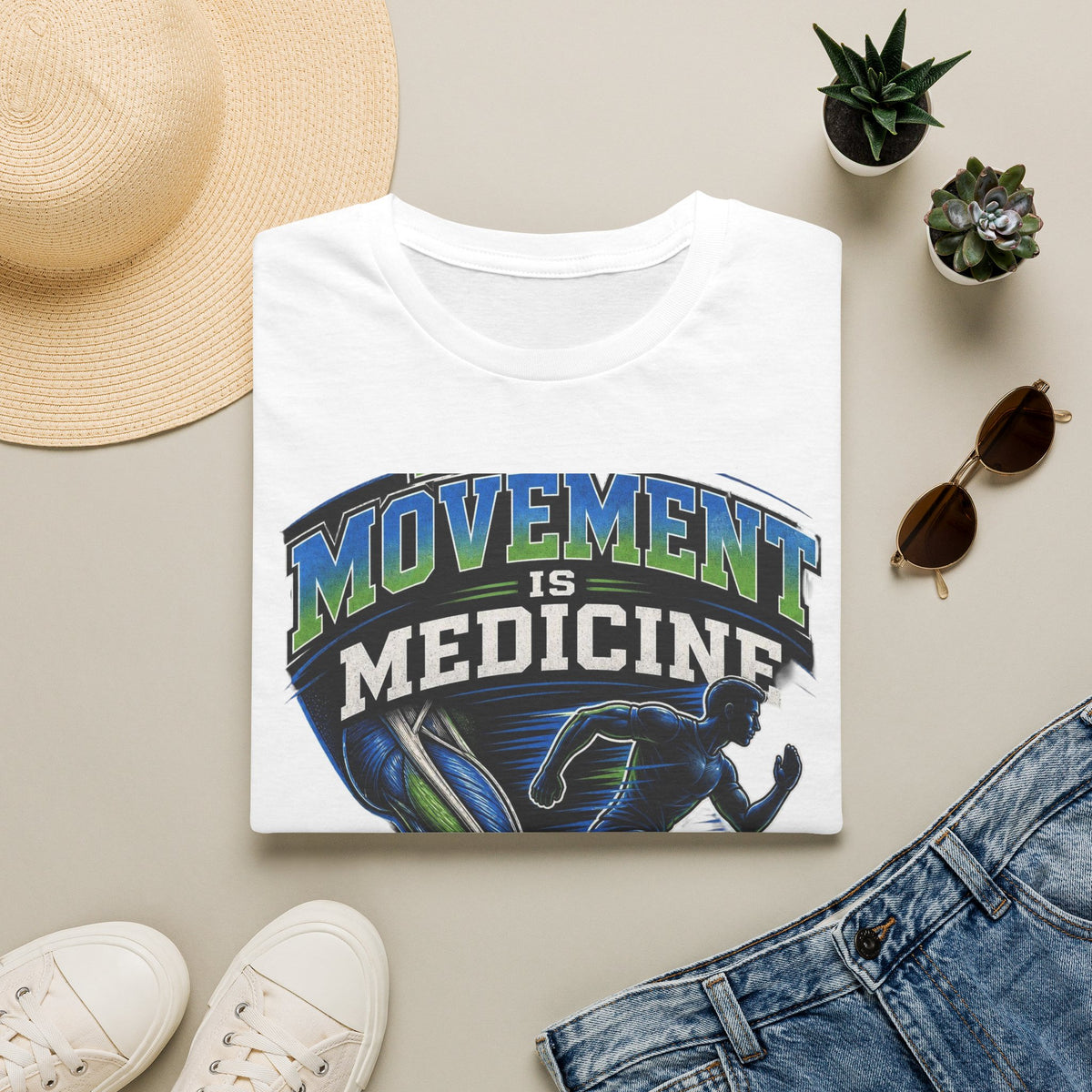 Dynamic T Shirt Design Featuring PT Movement Is Medicine Text