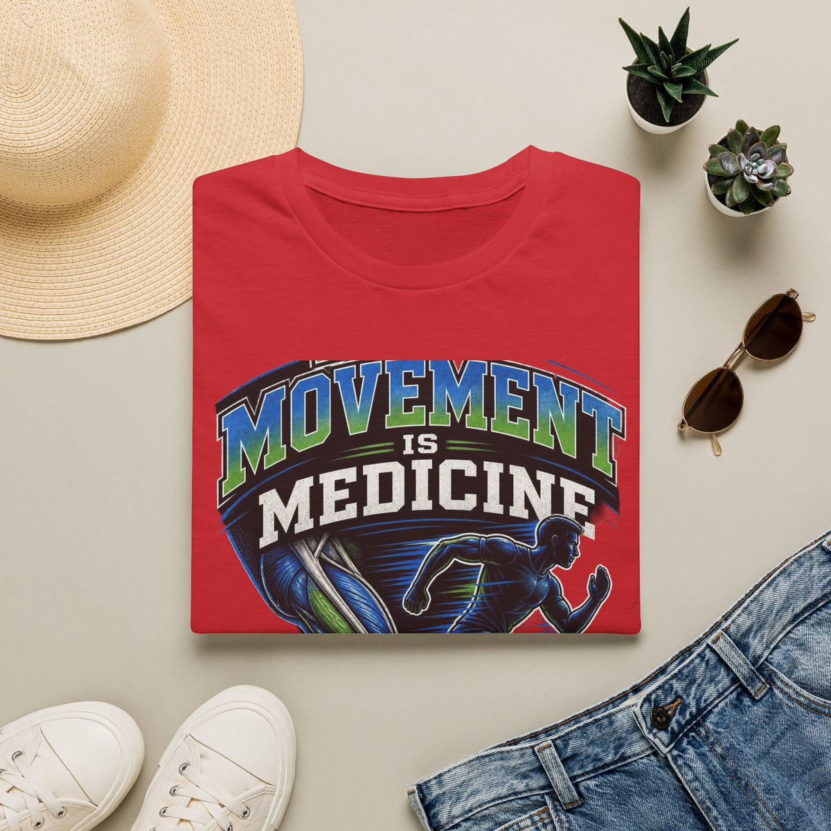 Dynamic T Shirt Design Featuring PT Movement Is Medicine Text