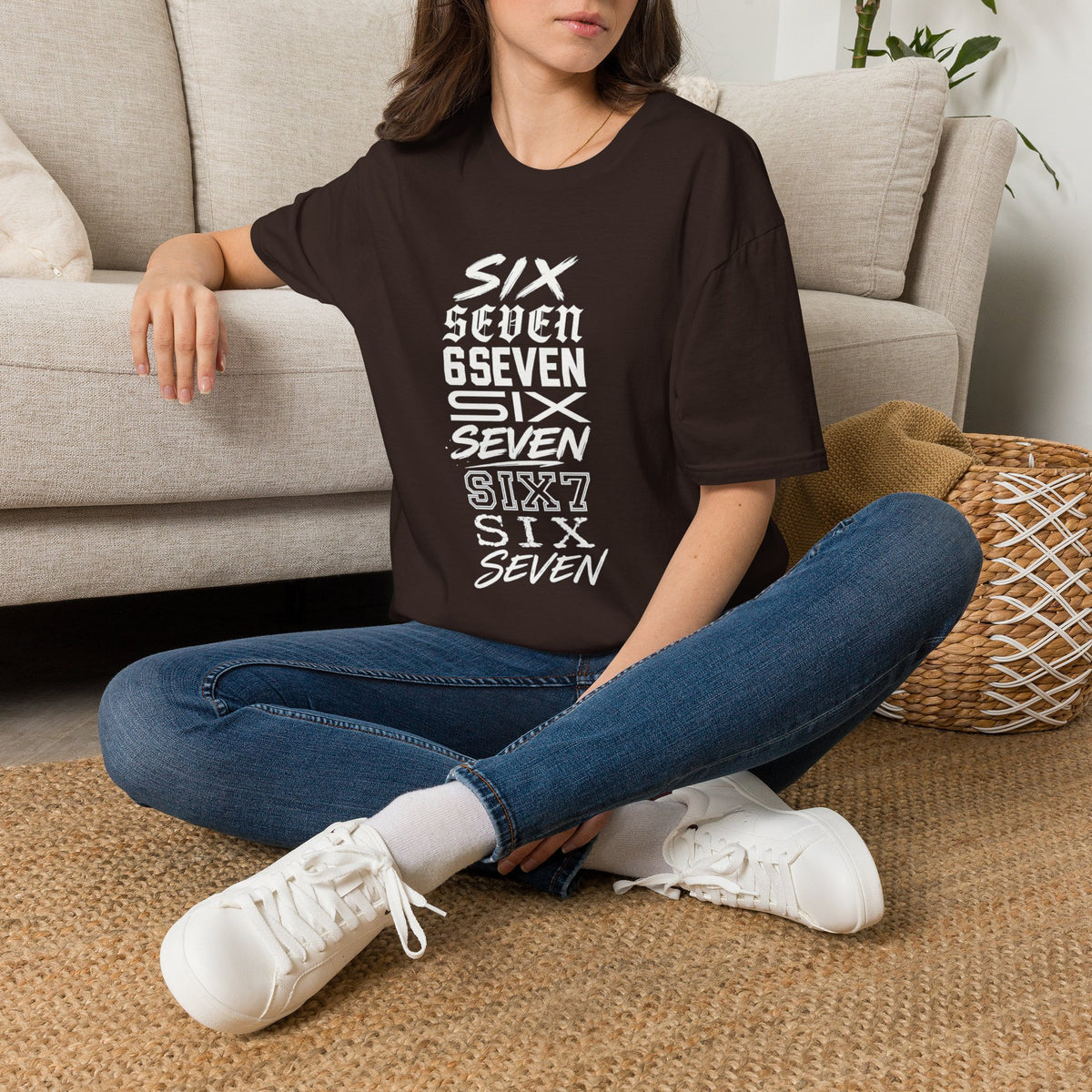 Six Seven Graphic T-Shirt — Stacked Typography Retro Streetwear