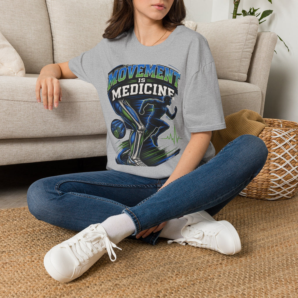 Dynamic T Shirt Design Featuring PT Movement Is Medicine Text