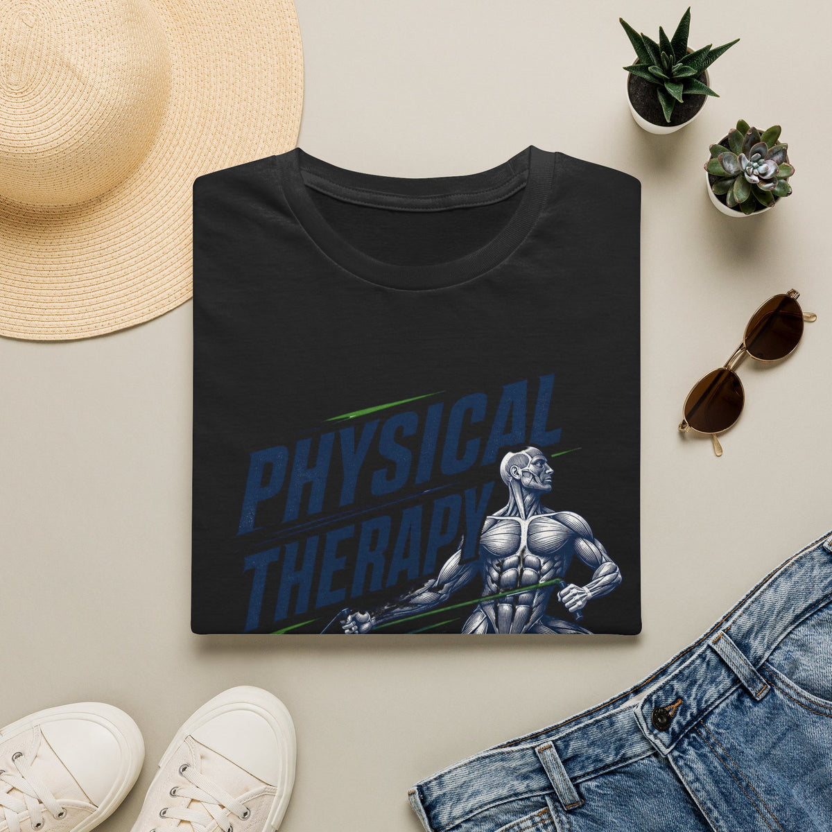 Bold Typography Design With Muscular Figure And Dynamic Lines