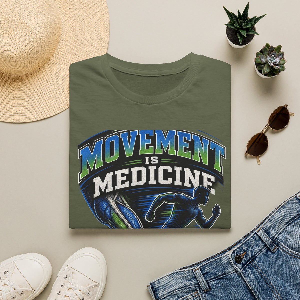 Dynamic T Shirt Design Featuring PT Movement Is Medicine Text