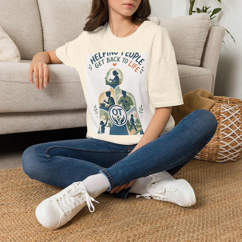 T Shirt Design Featuring Daily Activities Silhouette With OT Symbol