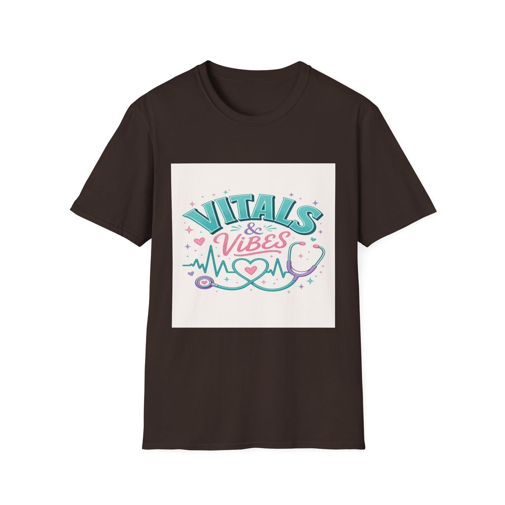 Trendy T-Shirt Design Featuring Vitals And Vibes Phrase- Graphic Tees