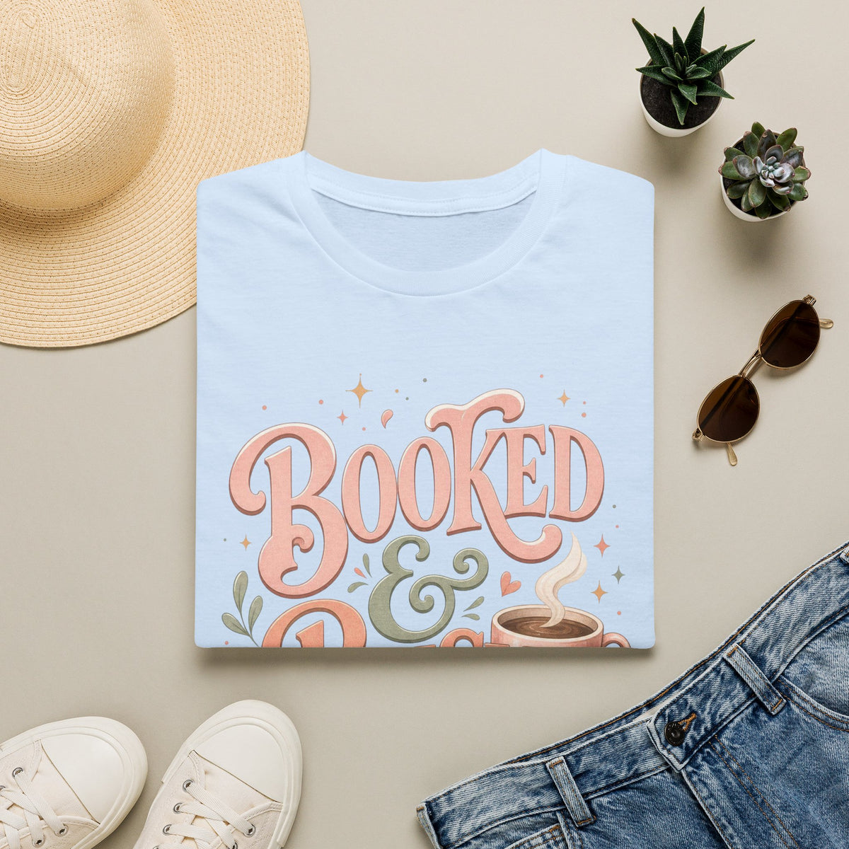 Chic Typography Design With Whimsical Illustrations And Pastel Colors