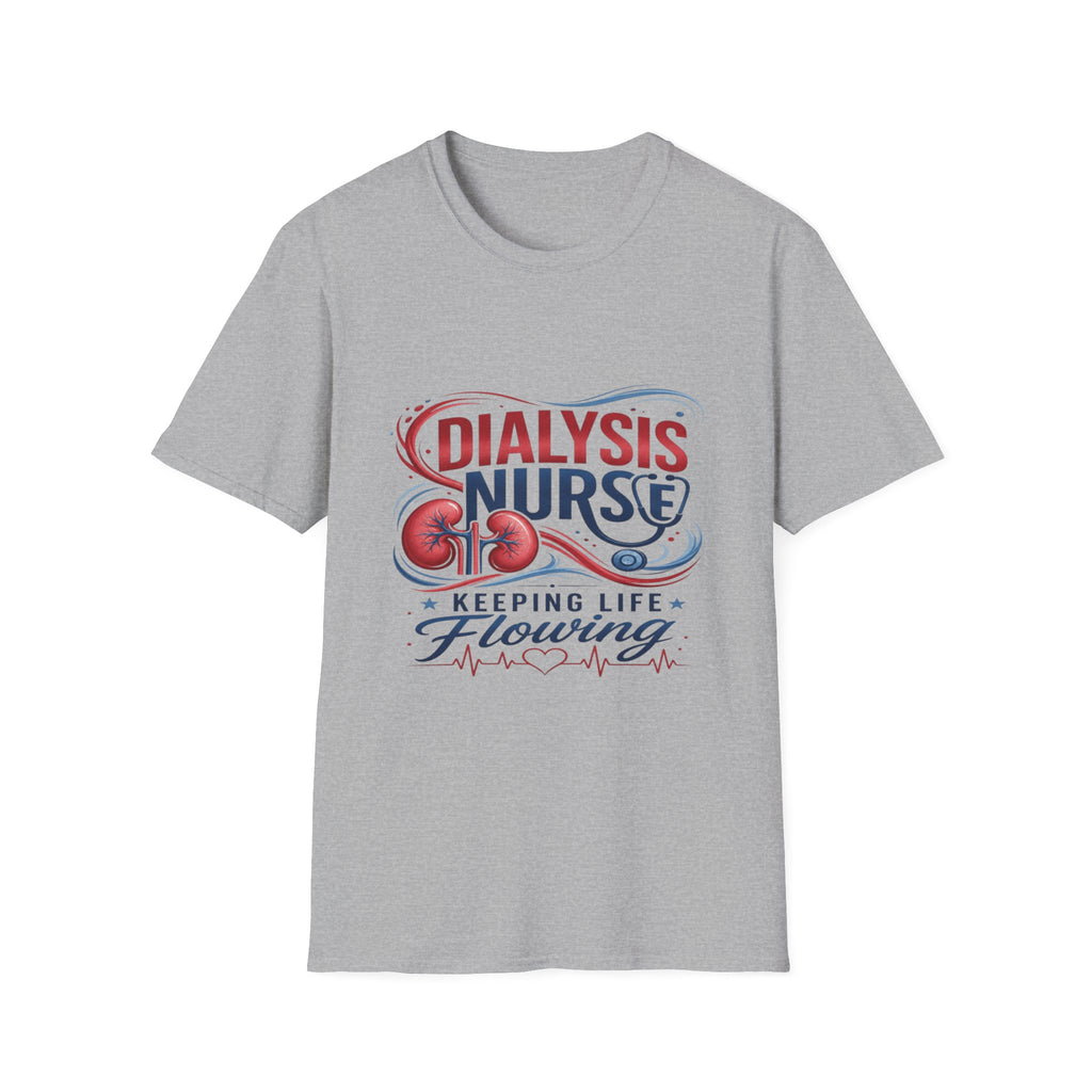 Creative T-Shirt Design Celebrating Dialysis Nurses With Flowing Elements- Graphic Tees