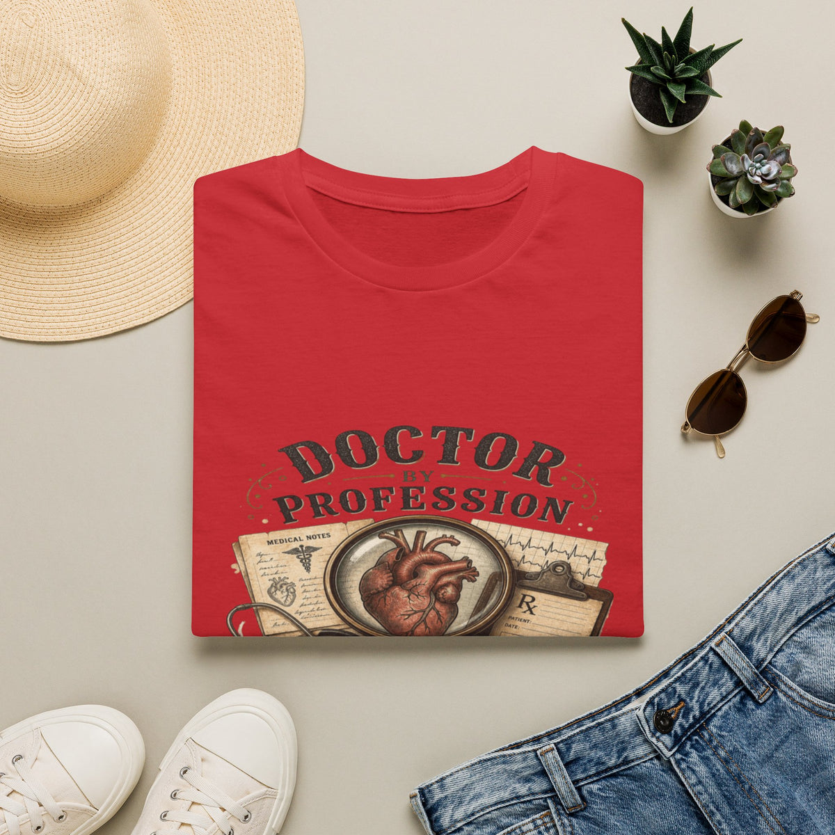Vintage Detective-Inspired T-Shirt Featuring Anatomical Heart And Magnifying Glass- Graphic Tees