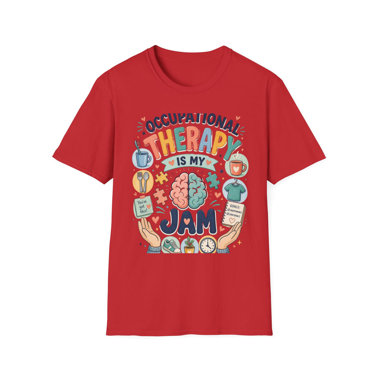 Playful T Shirt Design Celebrating Occupational Therapy Vibrantly Illustrated