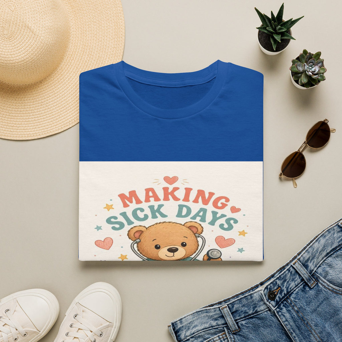 T-shirt Design Featuring Teddy Bear With Stethoscope And Stars- Graphic Tees