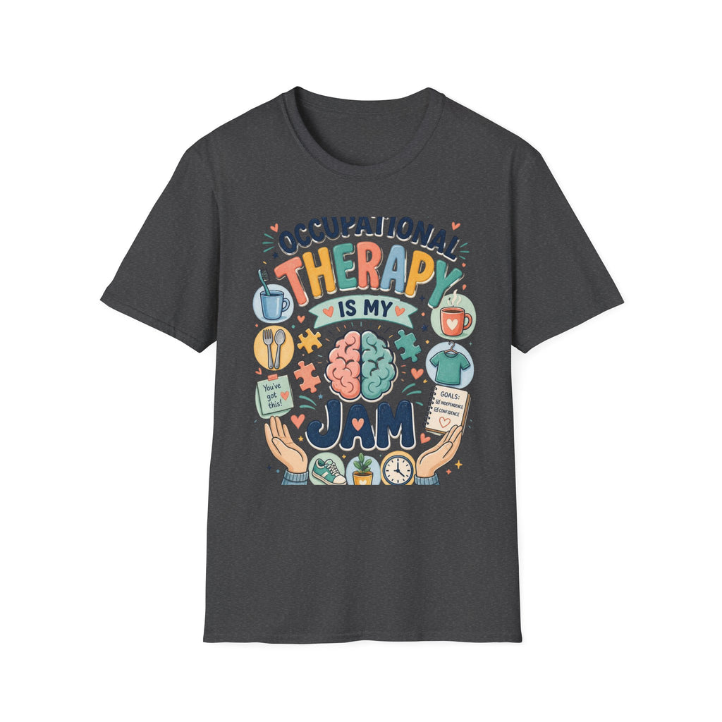 Playful T Shirt Design Celebrating Occupational Therapy Vibrantly Illustrated