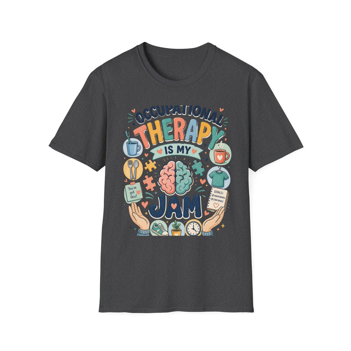 Playful T Shirt Design Celebrating Occupational Therapy Vibrantly Illustrated