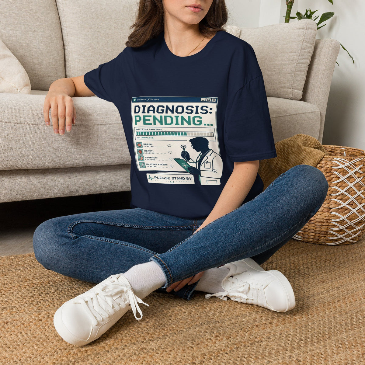 Humorous T-Shirt Design Featuring Doctor's Chart Diagnosis Pending- Graphic Tees
