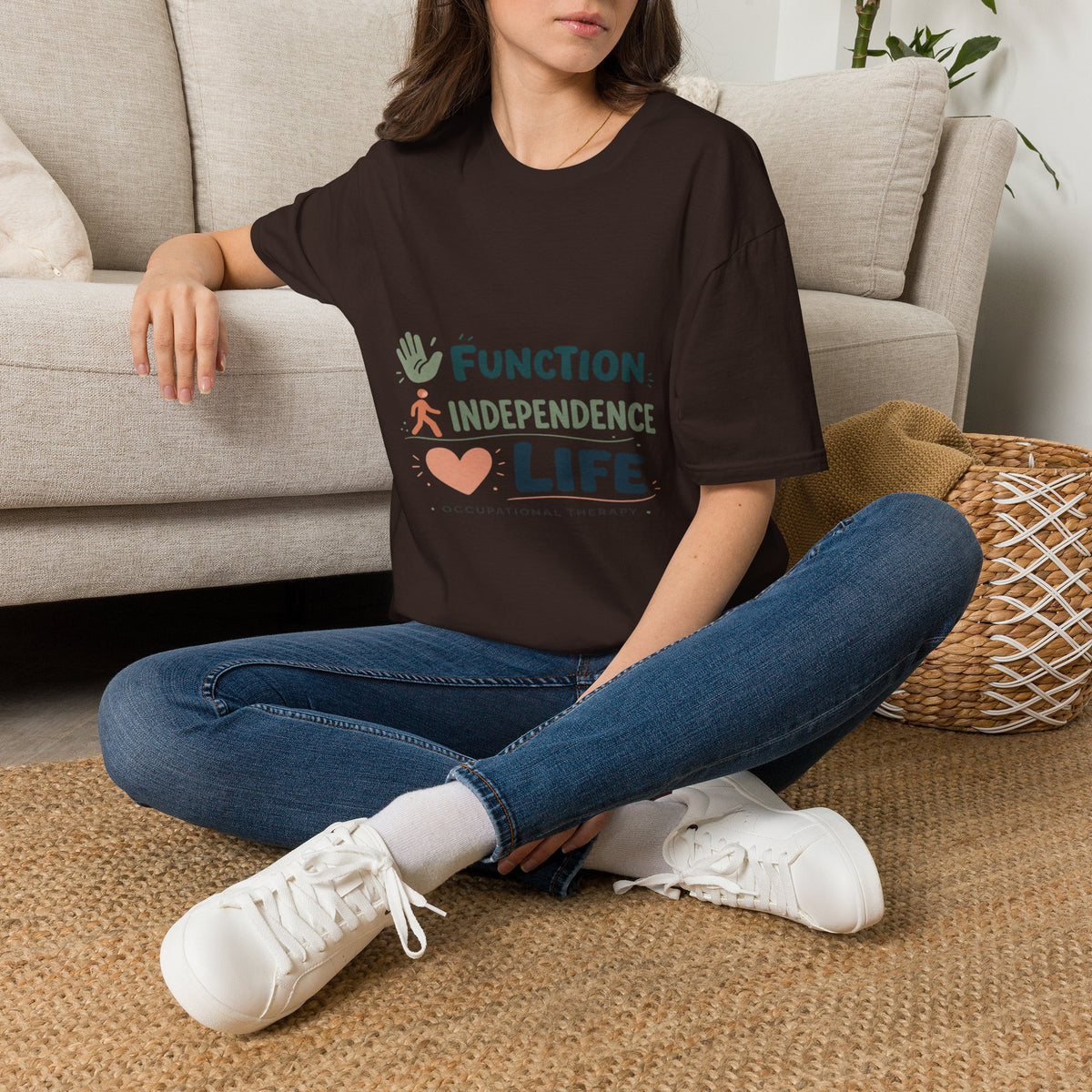 Playful Typography Featuring Function Independence Life With Icons- Graphic Tees