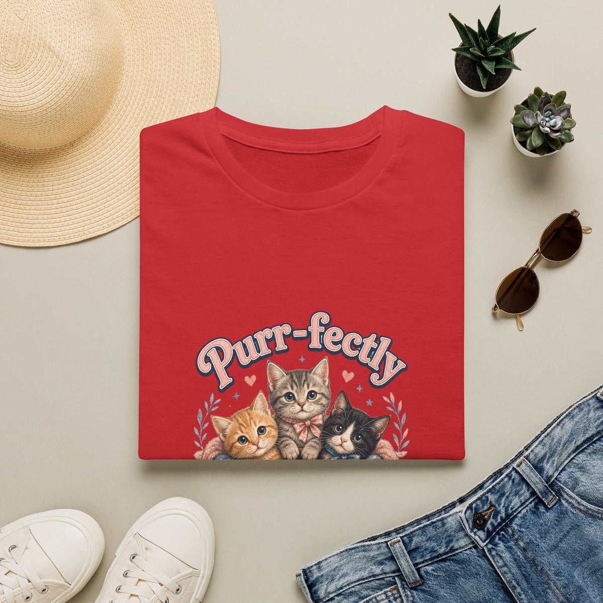 Cat T-Shirt — "Purr-fectly Adorable" Cute Kitten Graphic Tee