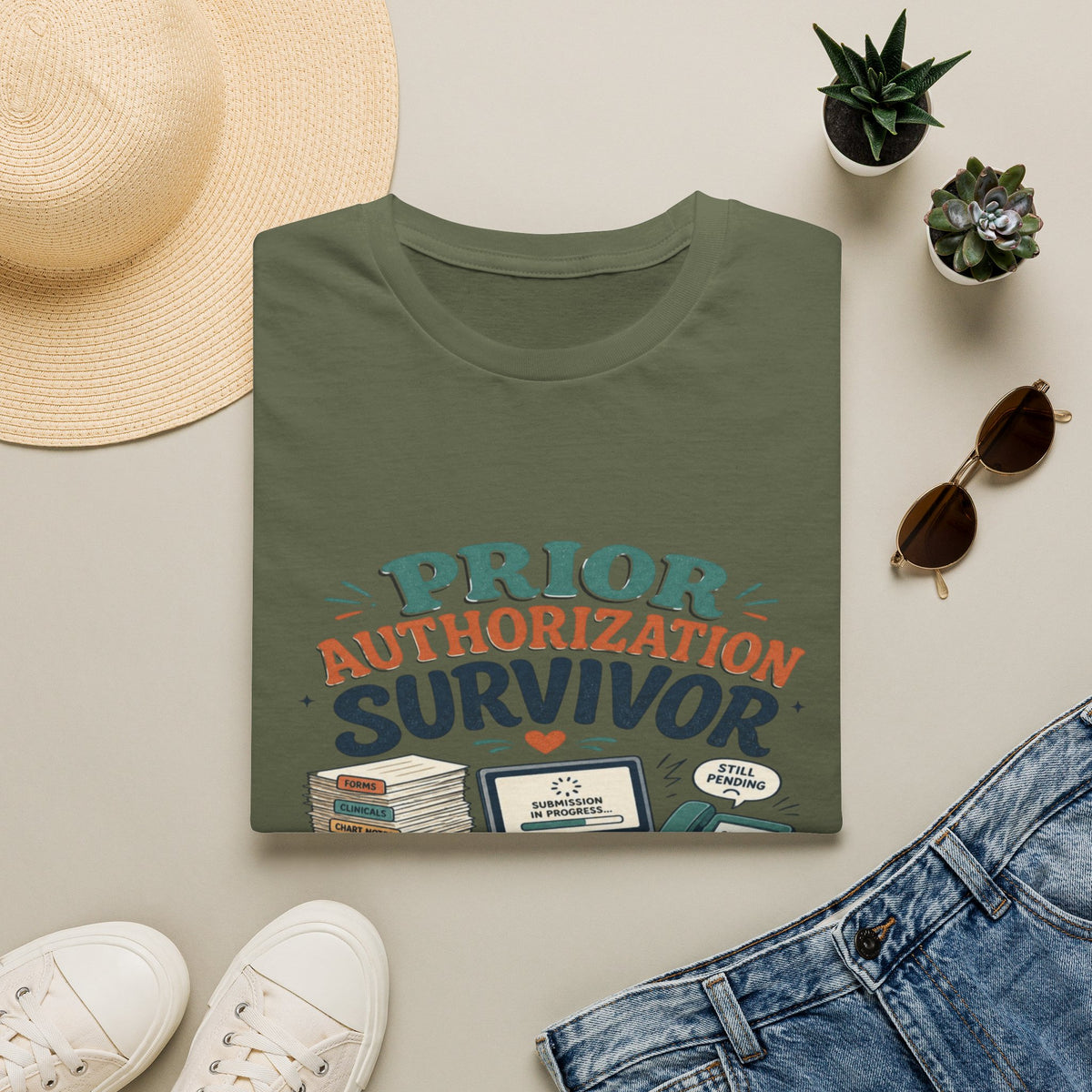 Bold T-Shirt Design Showcasing _PRIOR AUTHORIZATION SURVIVOR_- Graphic Tees