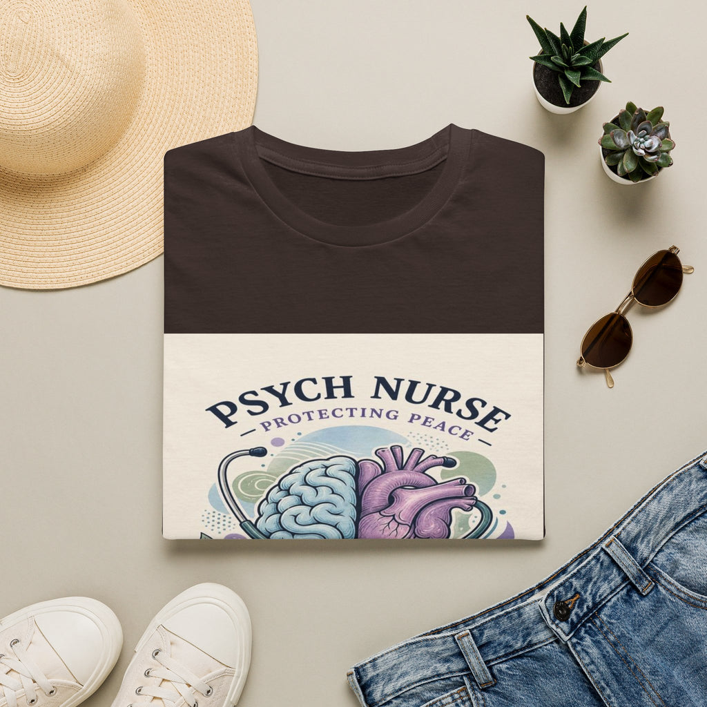Stylized Brain And Heart Illustration With Stethoscope Art- Graphic Tees